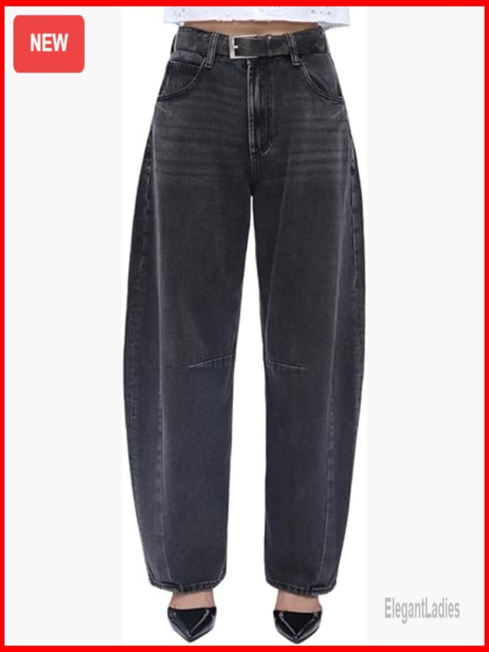 High Waisted Barrel Jeans Baggy Fit Distressed Boyfriend Style